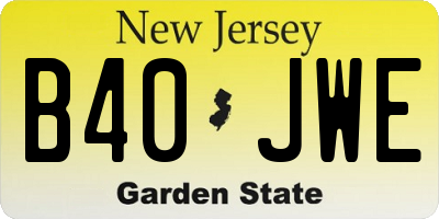 NJ license plate B40JWE