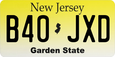 NJ license plate B40JXD