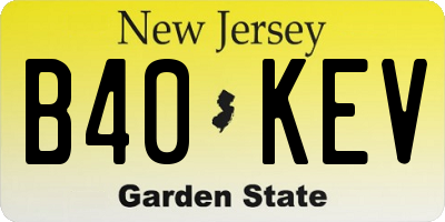 NJ license plate B40KEV