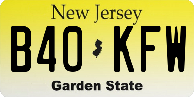 NJ license plate B40KFW