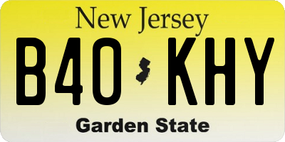 NJ license plate B40KHY