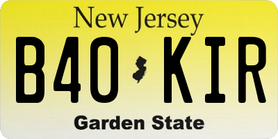 NJ license plate B40KIR