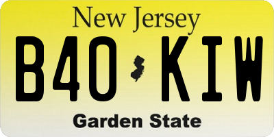 NJ license plate B40KIW