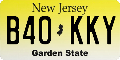 NJ license plate B40KKY