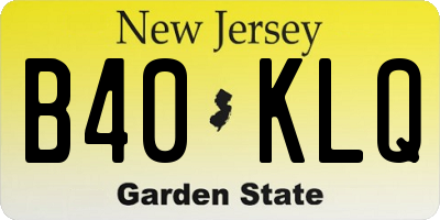 NJ license plate B40KLQ