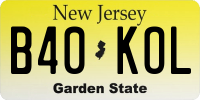 NJ license plate B40KOL