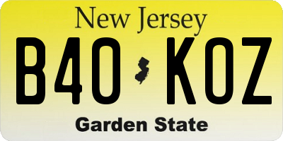 NJ license plate B40KOZ
