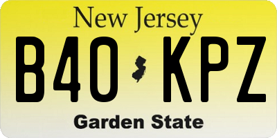 NJ license plate B40KPZ