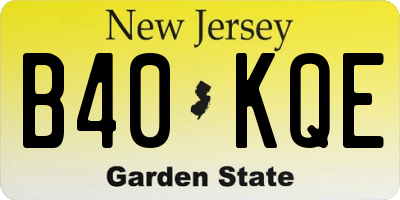 NJ license plate B40KQE