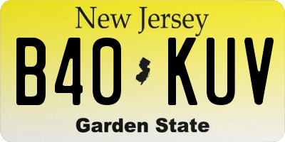NJ license plate B40KUV
