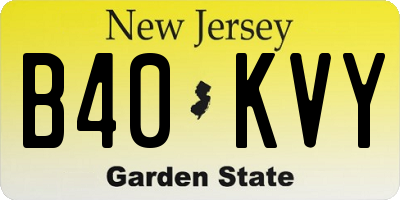 NJ license plate B40KVY