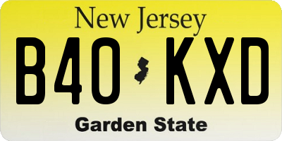 NJ license plate B40KXD