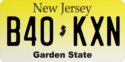 NJ license plate B40KXN