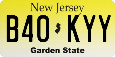 NJ license plate B40KYY