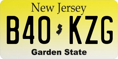 NJ license plate B40KZG