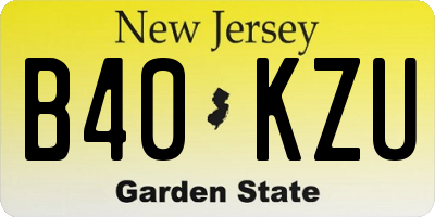 NJ license plate B40KZU