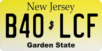 NJ license plate B40LCF