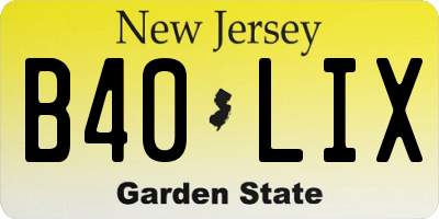 NJ license plate B40LIX