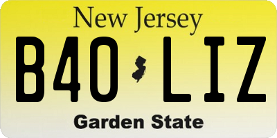 NJ license plate B40LIZ