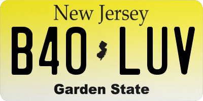 NJ license plate B40LUV