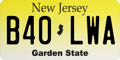 NJ license plate B40LWA