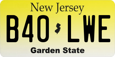 NJ license plate B40LWE