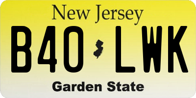 NJ license plate B40LWK