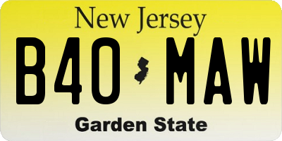 NJ license plate B40MAW