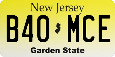 NJ license plate B40MCE