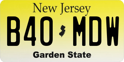 NJ license plate B40MDW