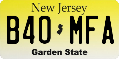 NJ license plate B40MFA