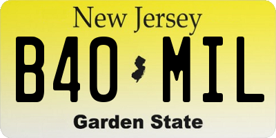 NJ license plate B40MIL