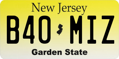 NJ license plate B40MIZ