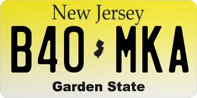 NJ license plate B40MKA