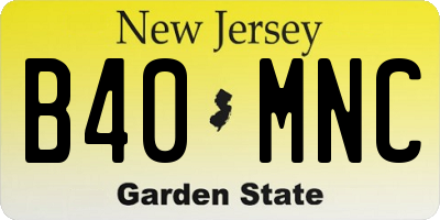 NJ license plate B40MNC