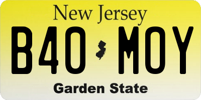 NJ license plate B40MOY