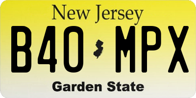 NJ license plate B40MPX