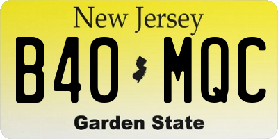 NJ license plate B40MQC
