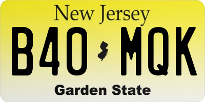 NJ license plate B40MQK