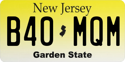NJ license plate B40MQM