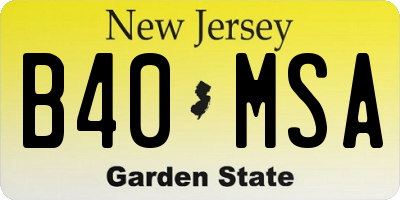NJ license plate B40MSA