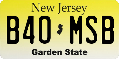 NJ license plate B40MSB