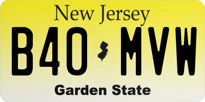 NJ license plate B40MVW