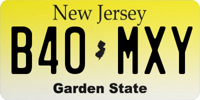 NJ license plate B40MXY