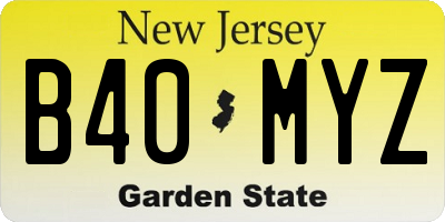 NJ license plate B40MYZ
