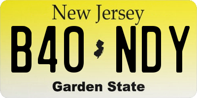 NJ license plate B40NDY