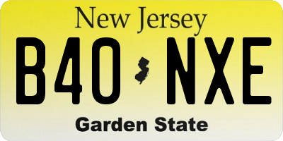 NJ license plate B40NXE