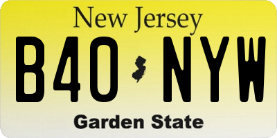 NJ license plate B40NYW