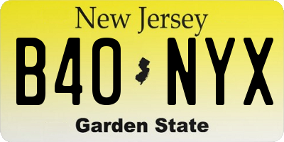 NJ license plate B40NYX