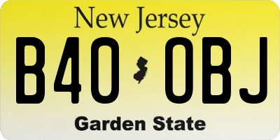 NJ license plate B40OBJ